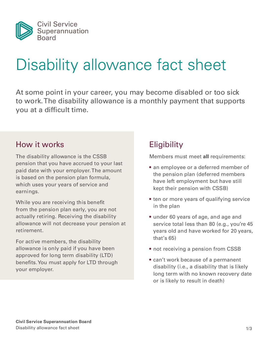 Disability allowance fact sheet